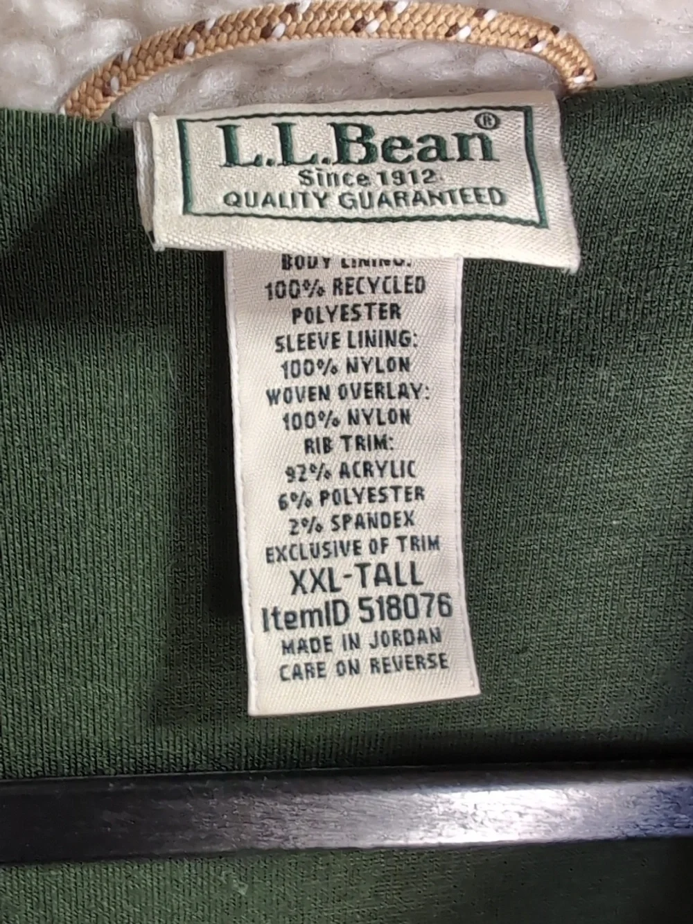 L.L.Bean High Pile Sherpa Fleece Jacket Size XXL-Tall in Beige/Green/Brown - Picture 5 of 14